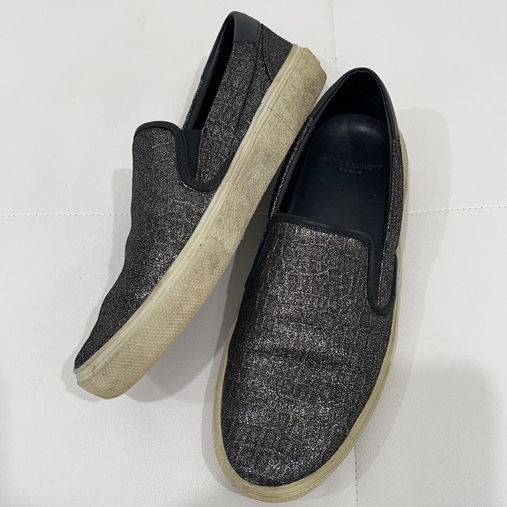 SAINT LAURENT Silver Croc Effect Sneakers Sz 40 - Picture 6 of 6
